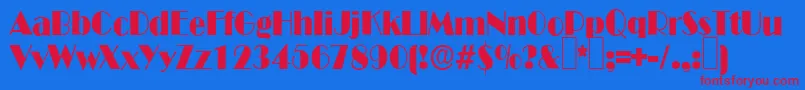 B821DecoRegular-Schriftart – Rote Schriften auf blauem Hintergrund