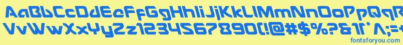 フォントUsangelleft – 青い文字が黄色の背景にあります。