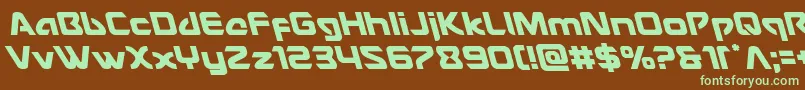 フォントUsangelleft – 緑色の文字が茶色の背景にあります。