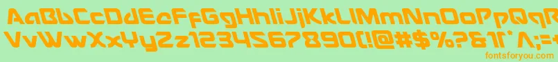 フォントUsangelleft – オレンジの文字が緑の背景にあります。