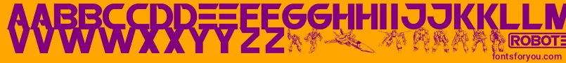 Robatech Font – Purple Fonts on Orange Background
