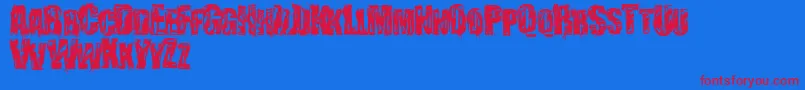 StressberatDistort-Schriftart – Rote Schriften auf blauem Hintergrund