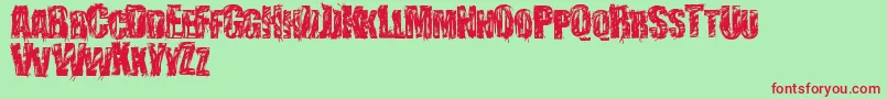 StressberatDistort Font – Red Fonts on Green Background