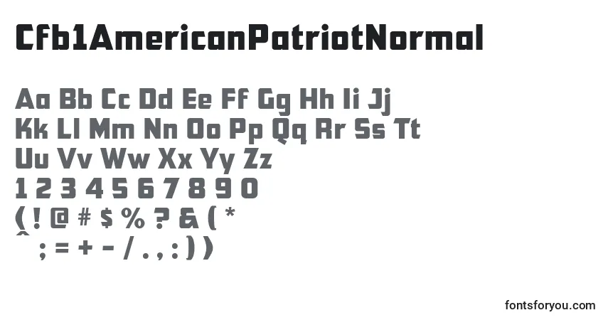 Czcionka Cfb1AmericanPatriotNormal – alfabet, cyfry, specjalne znaki