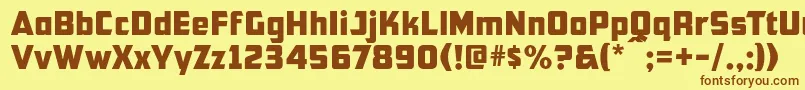 フォントCfb1AmericanPatriotNormal – 茶色の文字が黄色の背景にあります。