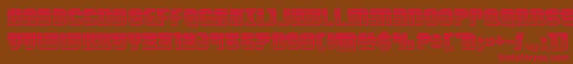 フォントNightwraithchrome – 赤い文字が茶色の背景にあります。