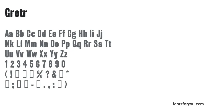 Czcionka Grotr – alfabet, cyfry, specjalne znaki