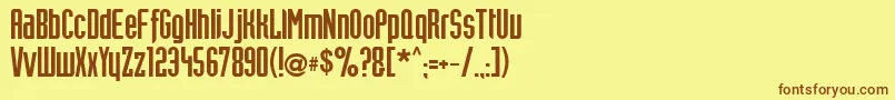 フォントTrustThisOne – 茶色の文字が黄色の背景にあります。