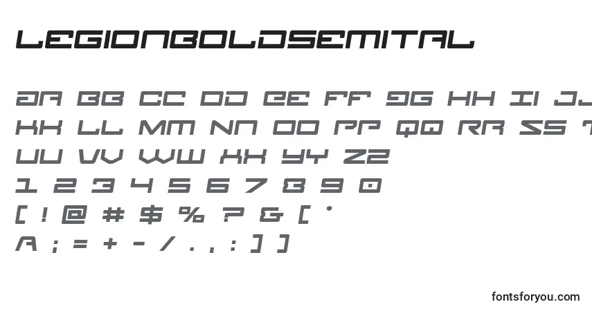 A fonte Legionboldsemital – alfabeto, números, caracteres especiais