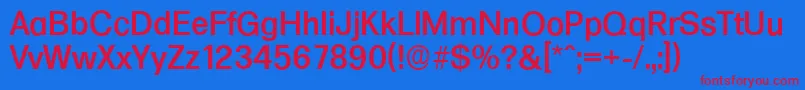 FormulaserialMediumRegular-Schriftart – Rote Schriften auf blauem Hintergrund
