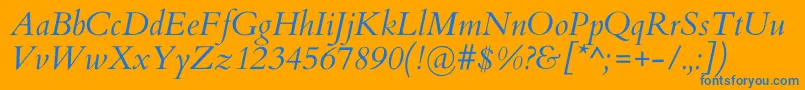 CardoItalic-fontti – siniset fontit oranssilla taustalla