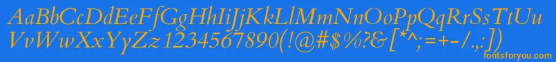 CardoItalic Font – Orange Fonts on Blue Background