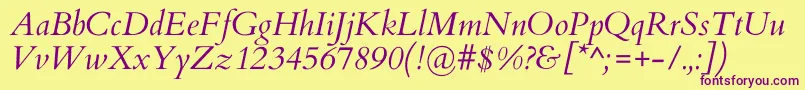CardoItalic Font – Purple Fonts on Yellow Background