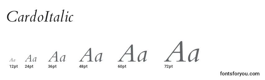 CardoItalic Font Sizes