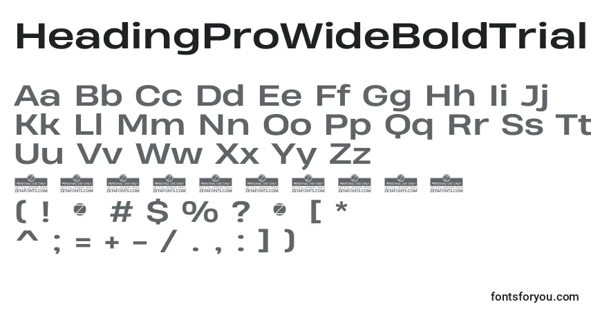 Schriftart HeadingProWideBoldTrial – Alphabet, Zahlen, spezielle Symbole