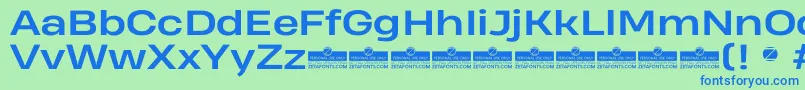 HeadingProWideBoldTrial Font – Blue Fonts on Green Background
