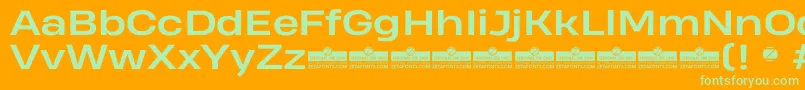 HeadingProWideBoldTrial-Schriftart – Grüne Schriften auf orangefarbenem Hintergrund
