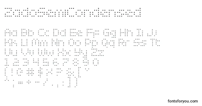 Schriftart ZadoSemiCondensed – Alphabet, Zahlen, spezielle Symbole