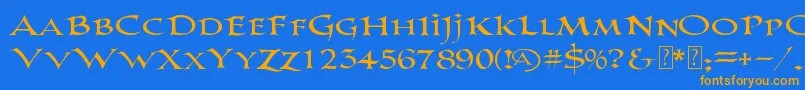 PrColumbanDemo Font – Orange Fonts on Blue Background