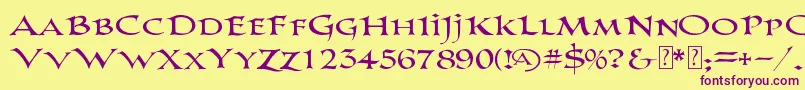 PrColumbanDemo Font – Purple Fonts on Yellow Background