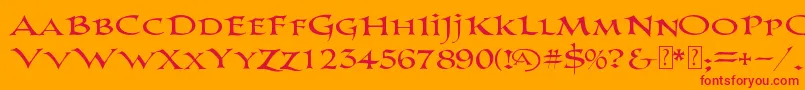 PrColumbanDemo-Schriftart – Rote Schriften auf orangefarbenem Hintergrund