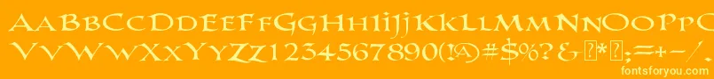 Saiba mais sobre a fonte PrColumbanDemo Fonte PrColumbanDemo – fontes amarelas em um fundo laranja
