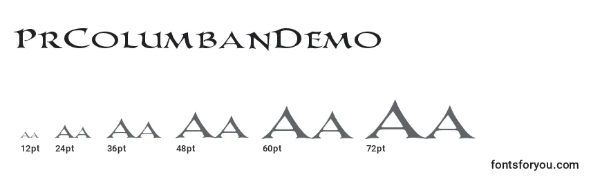 Размеры шрифта PrColumbanDemo