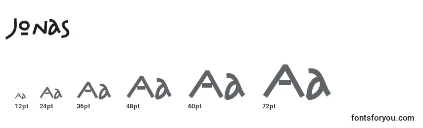 Размеры шрифта Jonas