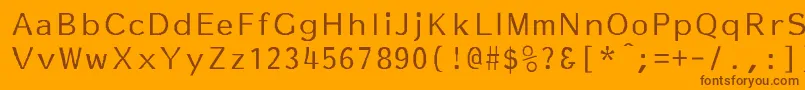 Weitere Informationen zur EssayNormal-Schriftart EssayNormal-Schriftart – Braune Schriften auf orangefarbenem Hintergrund