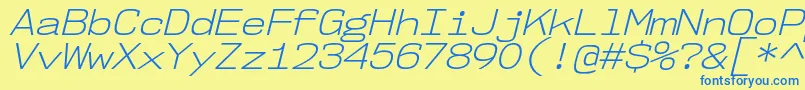 Fonte Nk57MonospaceSeLtIt – fontes azuis em um fundo amarelo
