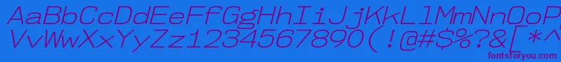 フォントNk57MonospaceSeLtIt – 紫色のフォント、青い背景