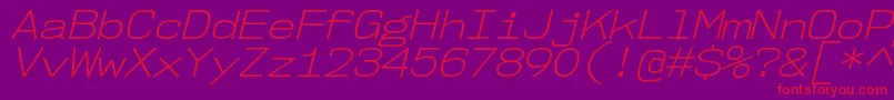 Nk57MonospaceSeLtIt-Schriftart – Rote Schriften auf violettem Hintergrund