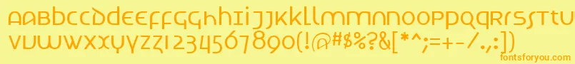 Techno Font – Orange Fonts on Yellow Background