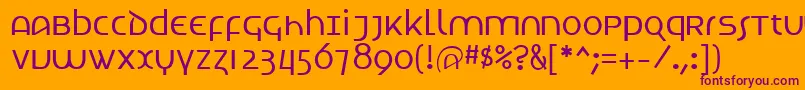 Techno-Schriftart – Violette Schriften auf orangefarbenem Hintergrund