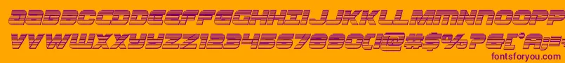 Ozdachromeital-Schriftart – Violette Schriften auf orangefarbenem Hintergrund
