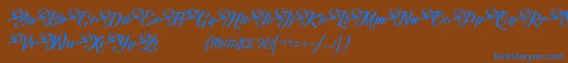 フォントFundamentalDemo – 茶色の背景に青い文字