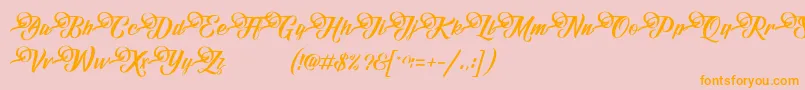 フォントFundamentalDemo – オレンジの文字がピンクの背景にあります。