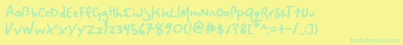 Spacecow-Schriftart – Grüne Schriften auf gelbem Hintergrund