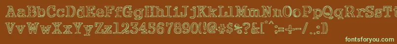 フォントNeoWriter – 緑色の文字が茶色の背景にあります。