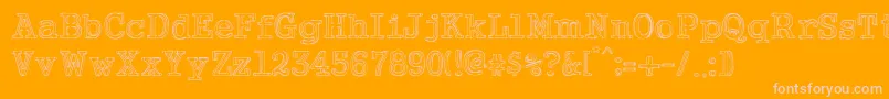NeoWriter-fontti – vaaleanpunaiset fontit oranssilla taustalla