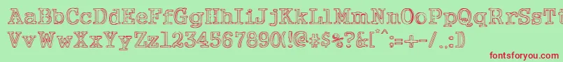 NeoWriter-fontti – punaiset fontit vihreällä taustalla