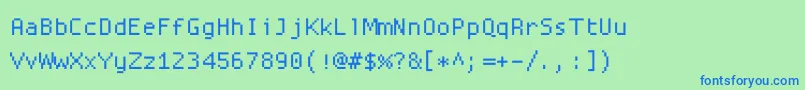 Proggysquare-Schriftart – Blaue Schriften auf grünem Hintergrund