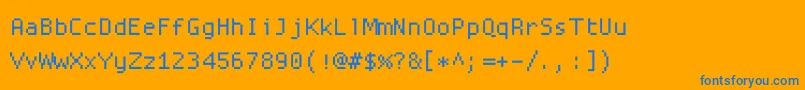 Proggysquare-Schriftart – Blaue Schriften auf orangefarbenem Hintergrund
