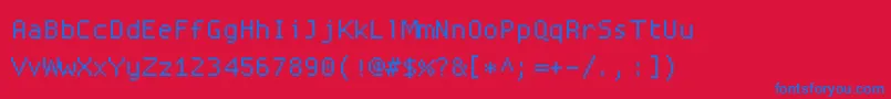 Fonte Proggysquare – fontes azuis em um fundo vermelho