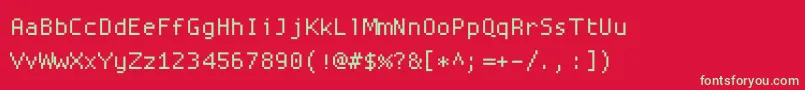 フォントProggysquare – 赤い背景に緑の文字