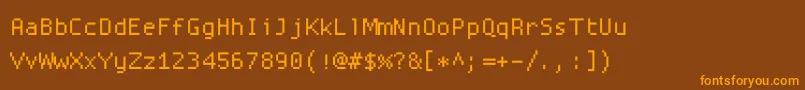Fonte Proggysquare – fontes laranjas em um fundo marrom