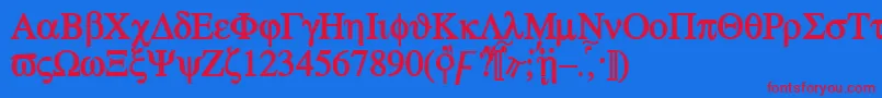 Ateb Font – Red Fonts on Blue Background