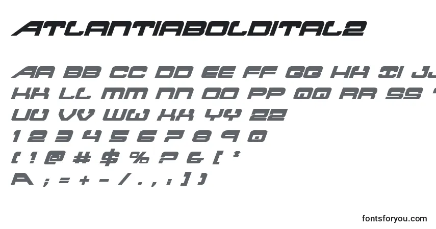 Czcionka Atlantiaboldital2 – alfabet, cyfry, specjalne znaki