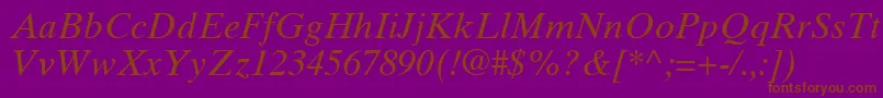 GrecoTenSsiItalic-Schriftart – Braune Schriften auf violettem Hintergrund