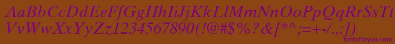 GrecoTenSsiItalic Font – Purple Fonts on Brown Background